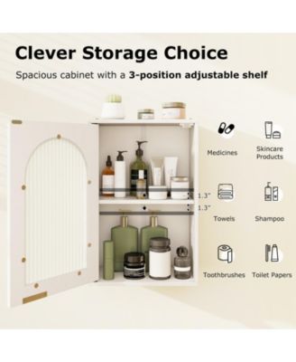 Bathroom Wall Storage Cabinet with Tempered Glass Door and Adjustable Shelf