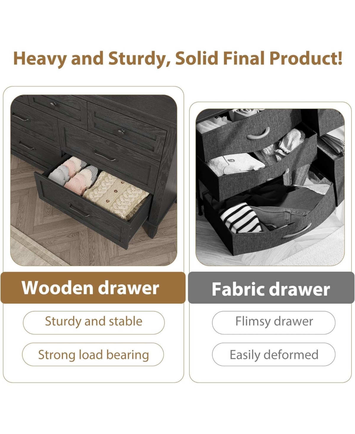 gaomon 7 Dresser for Bedroom, 54 Wide Drawer with Storage Freestanding, Wooden Closet Chest Living Room, Entryway