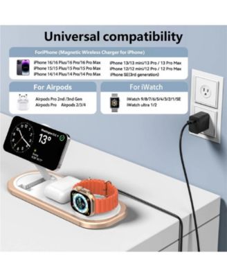 Foldable Wireless Charger with Charging Port - Magnetic 3-in-1 Charging Station, Watch and Earphone for Desktop