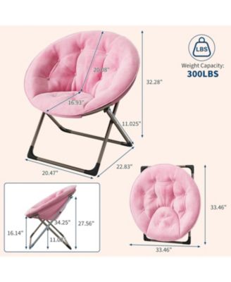 Faux Fur Saucer Chair - Oversized Foldable Moon Chair, 300lb Capacity for Bedroom