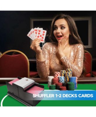 2-Deck Casino Automatic Card Shuffler, AC/DC-Power Electric Shuffler Machine for Playing Cards