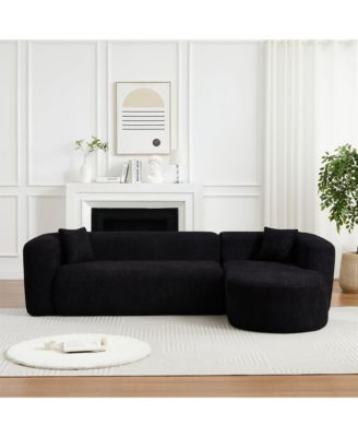 109.4" L-Shaped Modular Sectional Sofa Right Chaise Chenille Fabric Cloud Sofa with 2 Pillows