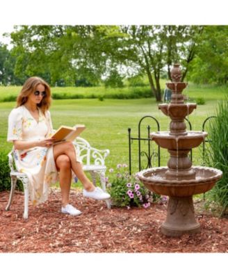 52"H Electric Fiberglass and Resin 4-Tier Pineapple Top Outdoor Water Fountain