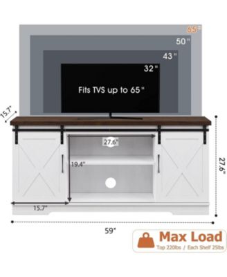 Farmhouse TV Stand, Entertainment Center for 65 Inch TV Media Console Table, Barn Door TV Stand with Storage