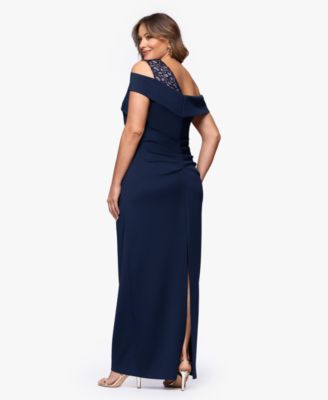 Plus Size Long Asymmetrical Neck Ball Gown