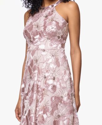 Petite Sequin Sleeveless Halter Neck Dress