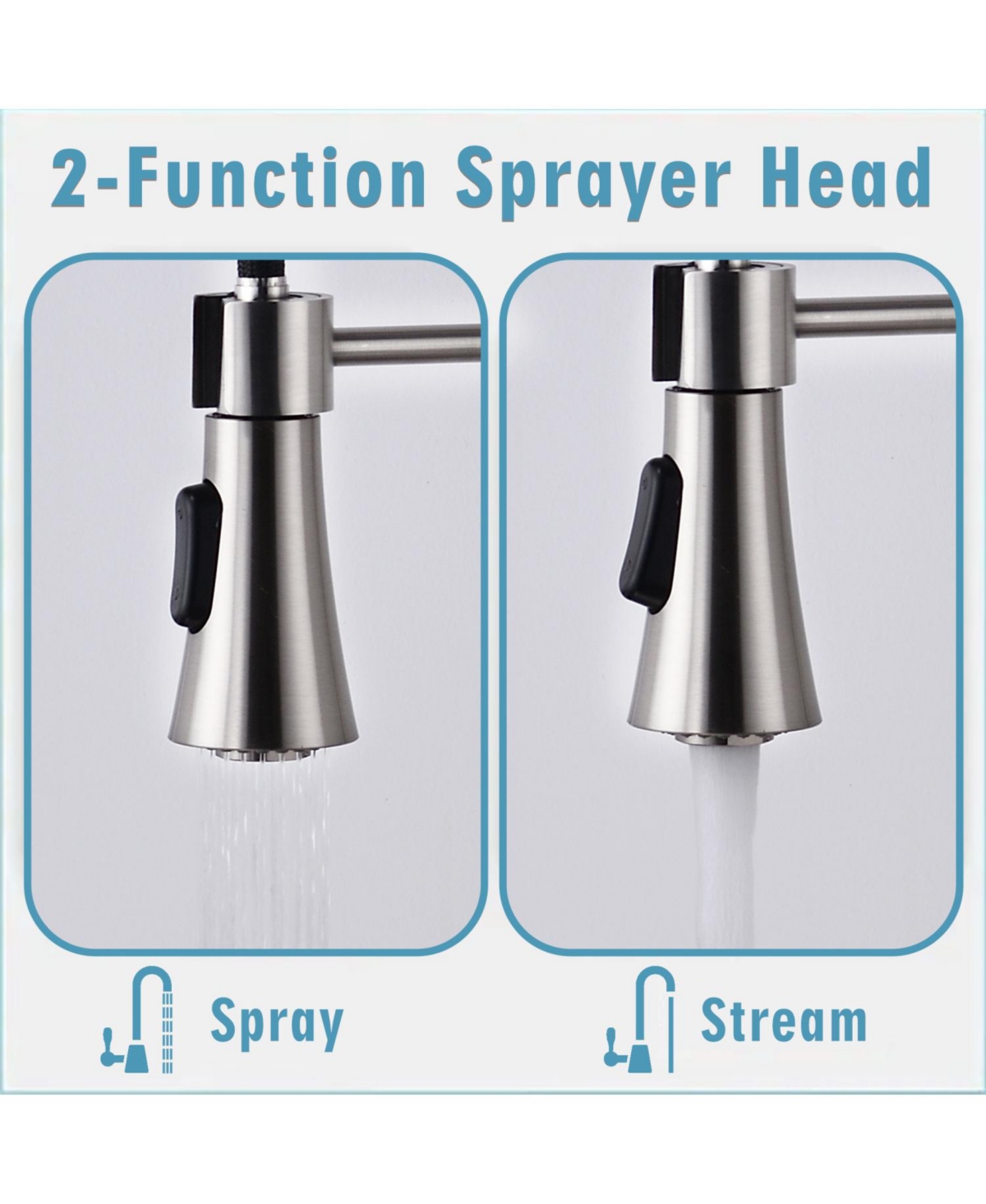 Rainsken Kitchen Faucet, with Pull Down, Sprayer Single Hole Stainless Steel Sink Faucet, for Farmhouses, Rv, Laundry Room, Outdoor, and Campers