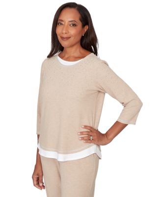 Petite Embellished Crewneck Top