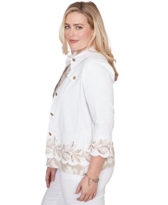 Petite Natural WonderLeaf Embroidered Shirt Jacket