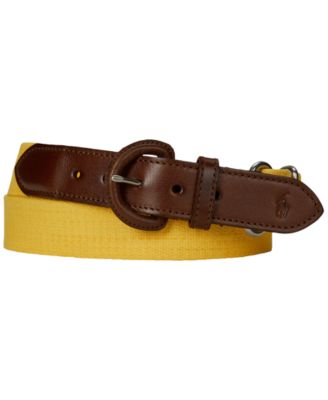 Men's Webbed Cotton & Leather Belt