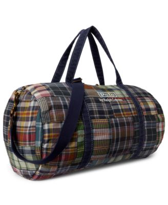 Men's Patchwork Madras Canvas Duffel Bag