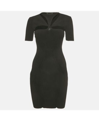 Women's Black Rib Knit Cut-Out Bodycon Dress