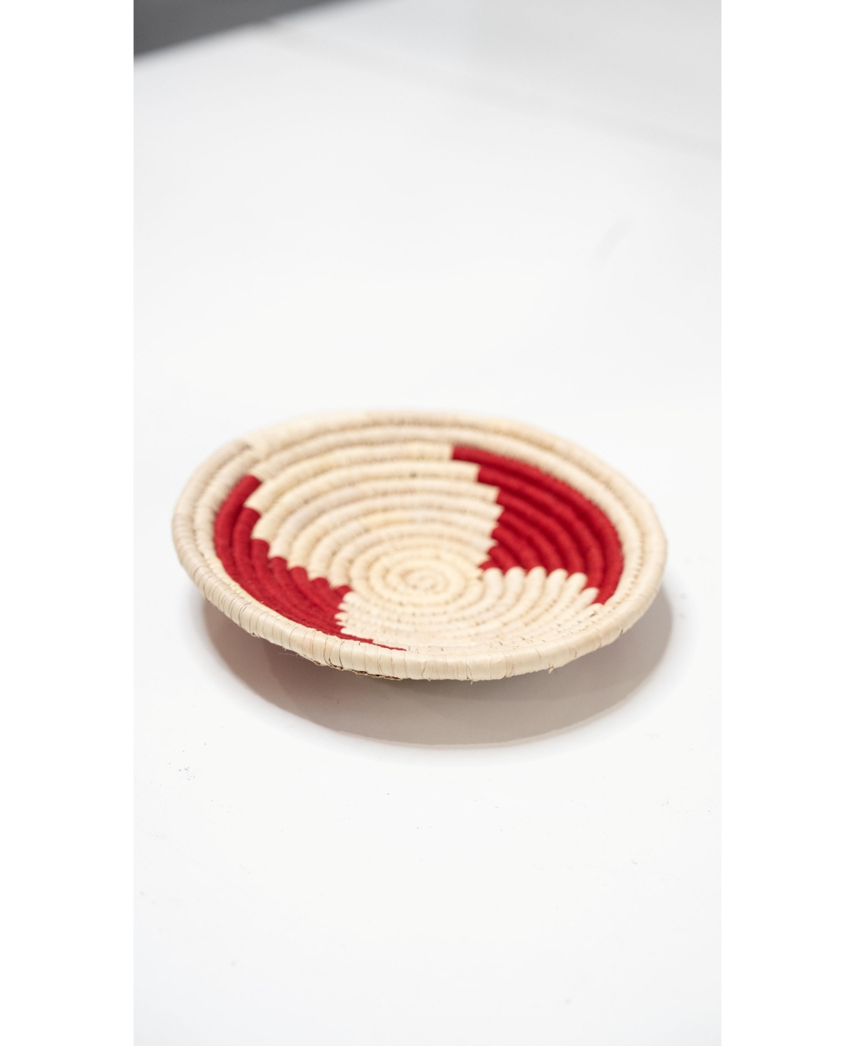 Wicker Village Sabai Grass Wall Basket Decor | Boho Hanging Wall Art | Red & Beige | x x 2 in