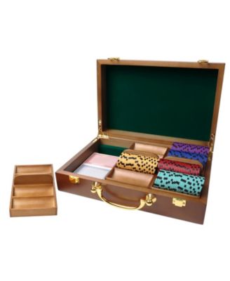 Casino Wooden Poker Chip Case with Wooden Chip Trays for Casino Nights 300 Pieces