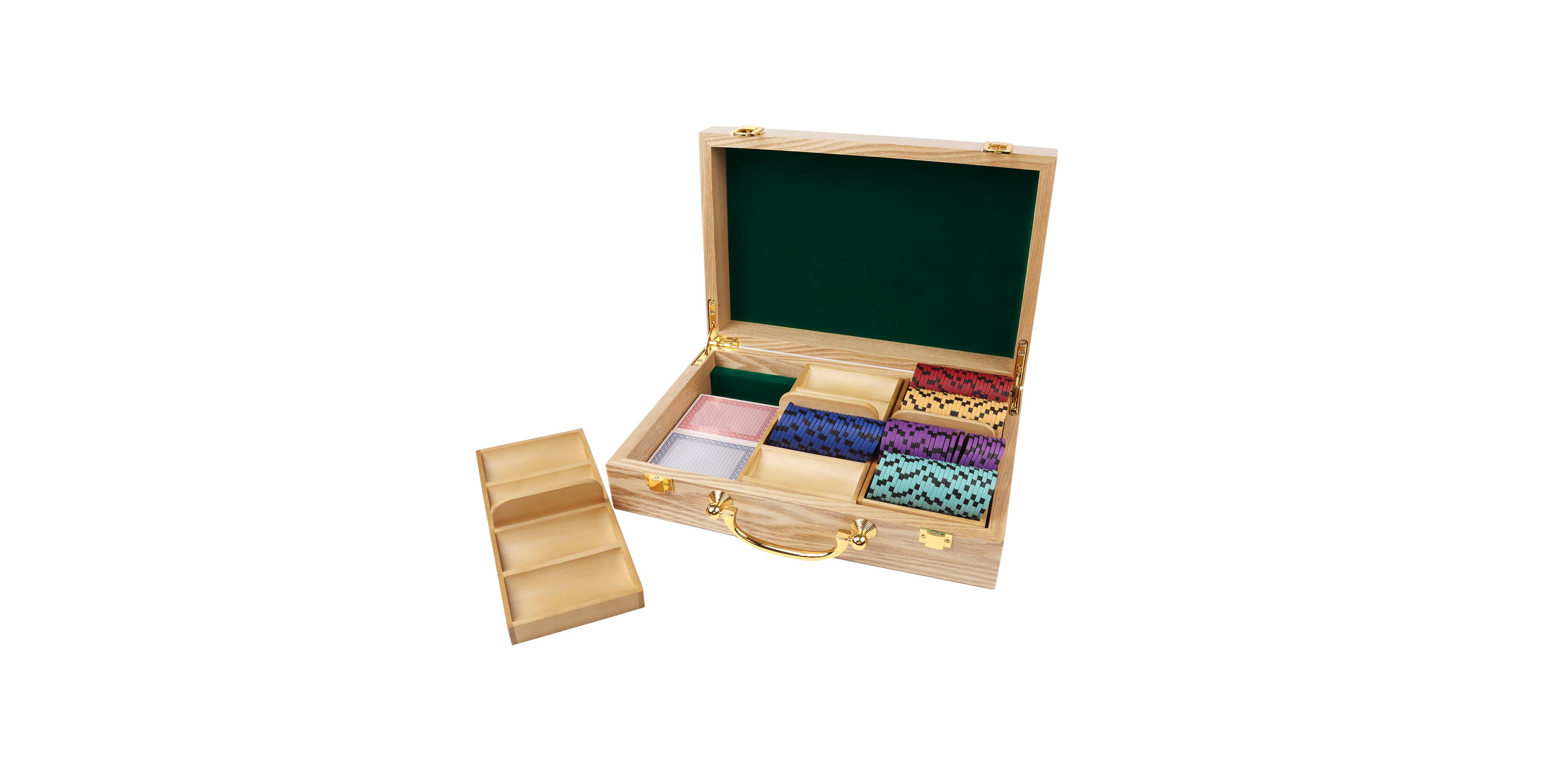 Gse Games & Sports Expert Casino Wooden Poker Chip Case with Trays for Nights 300 Pieces