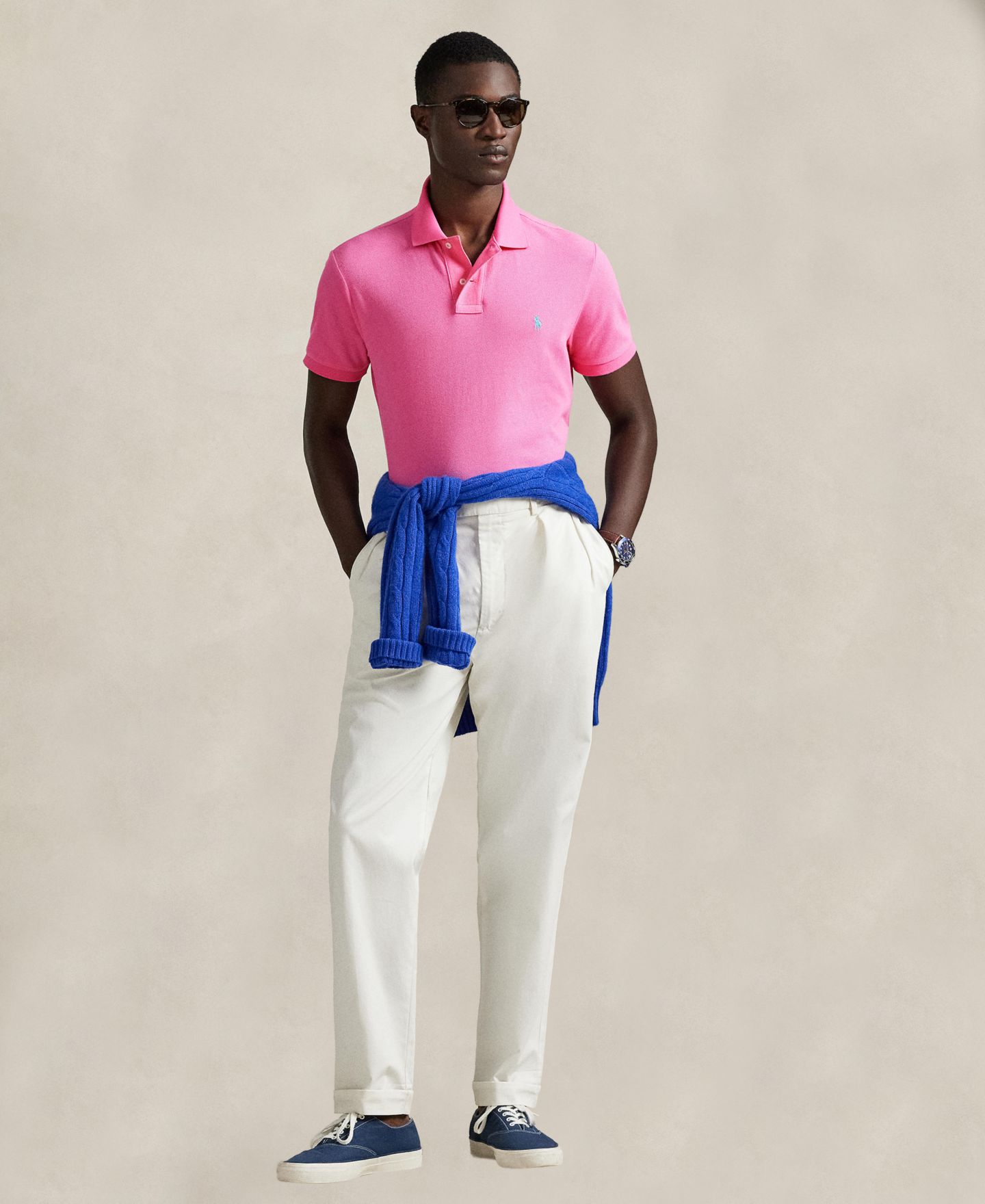 Мужское поло Polo Ralph Lauren Classic-Fit Cotton Polo, цвет: Розовый — фото 4