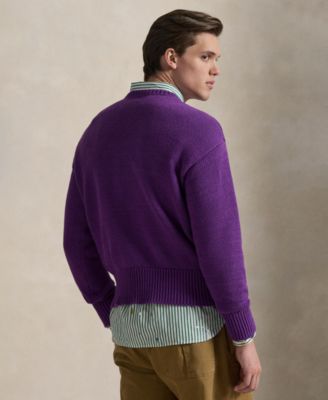 Men's Crewneck Embroidered Knit Sweater