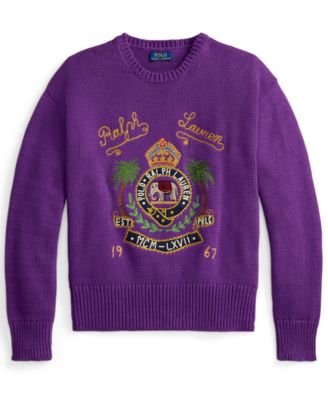 Men's Crewneck Embroidered Knit Sweater