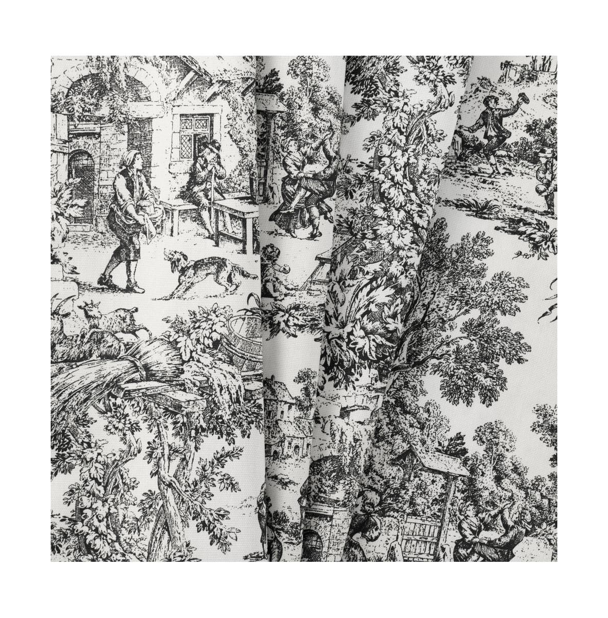 Ellis Curtain Victoria Park Toile Room Darkening Window Rod Pocket Pair Set With 2 Tiers - 2-Piece 68x84", Blue