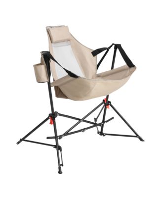 Hammock Camping Chair, Folding Portable Rocking Chair, Aluminum Alloy Adjustable Back Swinging Chair with Pillow Cup Holder, Recliner