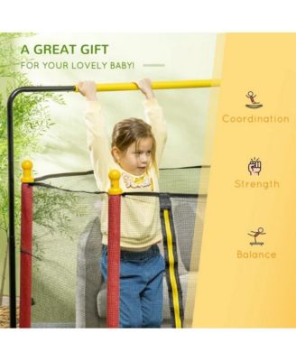 Kids Indoor Trampoline with Safety Net and Basketball Hoop