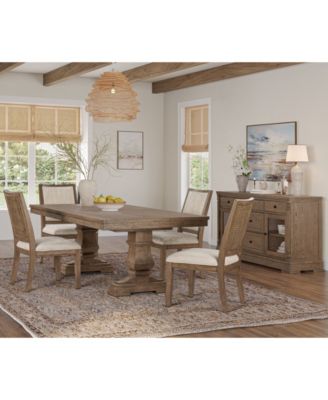 Alverton 5-Pc. Wood Rectangular Table and Upholstered Side Chairs Dining Set