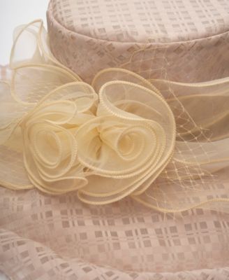 Textured Organza Rosette Wide Brim Hat