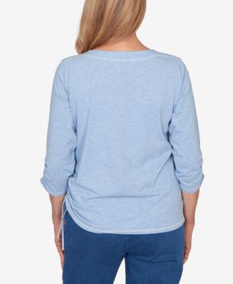 Petite Austin Floral Diamond Embroidered Knit Top