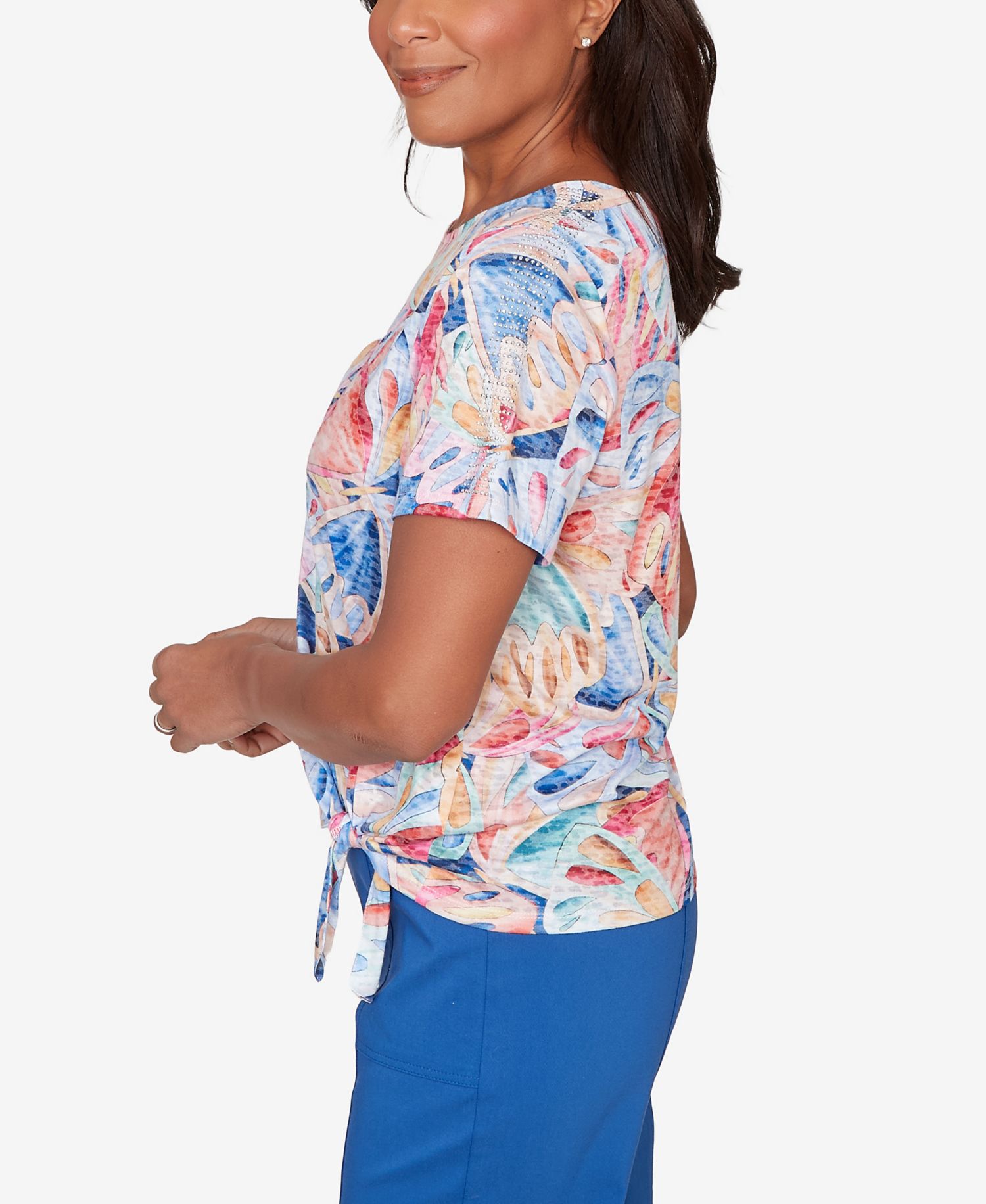 Petite The Royal Treatment Butterfly Wing Tie-Front T-Shirt