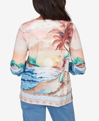 Petite Beachcomber Sunset Beach Scenic Split Neck Top