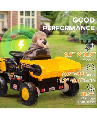 12V Kids Ride On Dump Truck with Electric Dump Bed