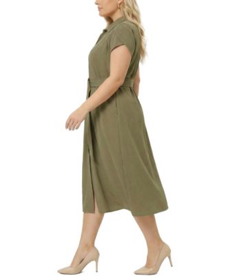 Plus Size Midi Petal Sleeve Dress