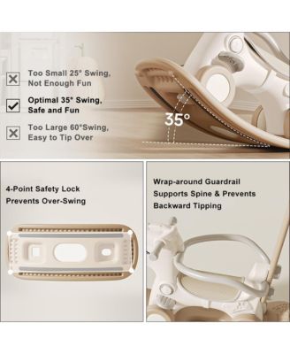 4-in-1 Musical Rocking Horse for Toddlers, Converts to Ride-On Toy, Walker & Balance Board