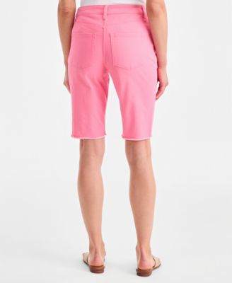 Women's Mid-Rise Raw-Edge Bermuda Jean Shorts