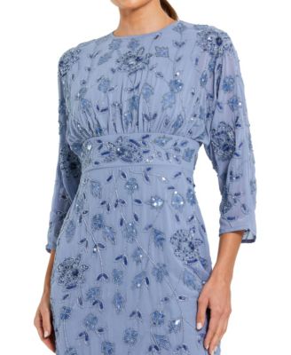 Women's Floral Embellished Georgette Blouson Midi Dress
