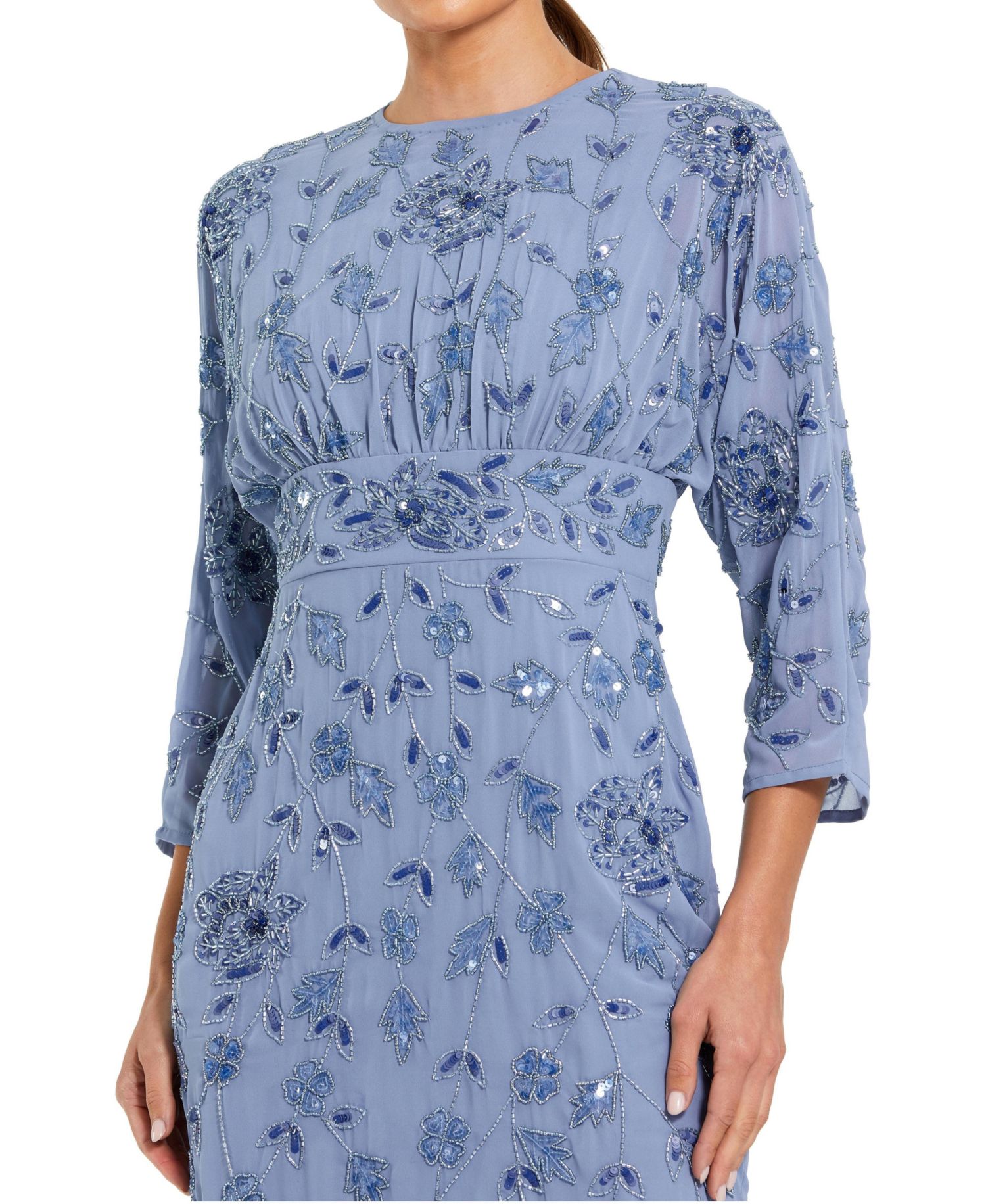 Women's Floral Embellished Georgette Blouson Midi Dress