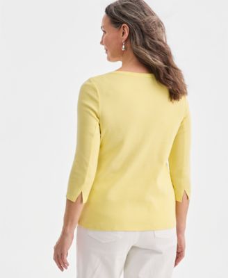 Women's Pima Cotton 3/4-Sleeve Boat-Neck Top