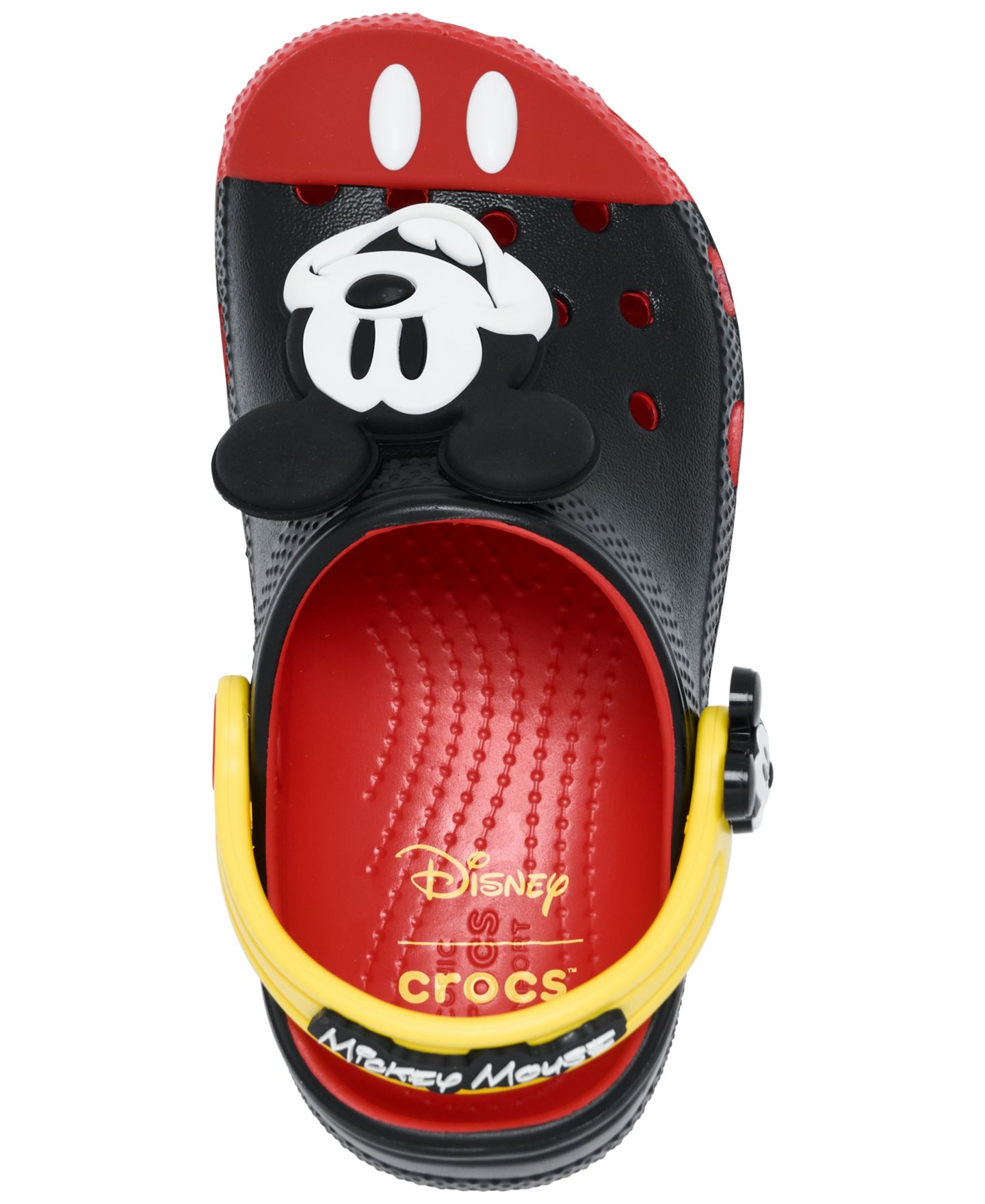 Сабо Crocs x Disney Mickey Mouse Classic Clogs from Finish Line для мальчиков-малышей, цвет: Чёрный / Красный — фото 5