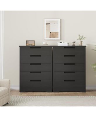 Dresser, 5-Drawer, Natural Wood, Embedded Handles, Chest of Drawers Organizer for Bedroom, Living Room, Nursery, Hallway