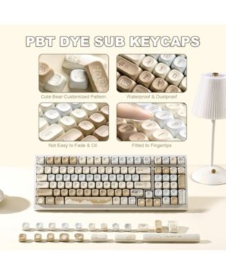 132 Keys MOA Keycaps, Dye-Sublimation PBT Custom Keycap Set, Cute Bear Customized Pattern Keycaps for MX Switches Mechanical Gaming Keyboard
