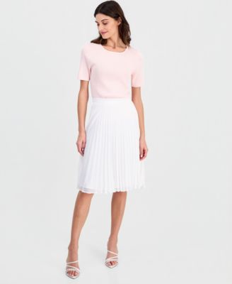 Women's Solid-Color Pleated Chiffon Midi Skirt