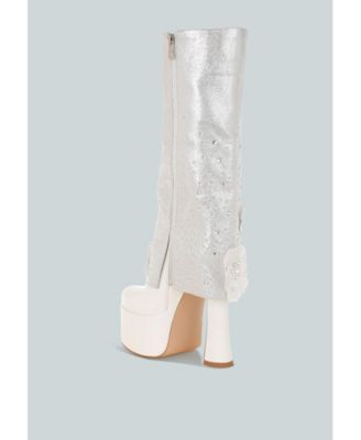 Women's Sundra Floral Applique Platform Heeled Boots