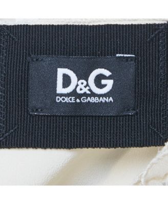 Women's Pre-Owned D&g Cream Bow Print Silk Ruffle Mini Dress