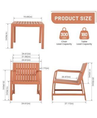3 Piece Modern Outdoor Patio Sectional Conversation Set with Square Coffee Table Waterproof Thick Cushions for Porch Balcony