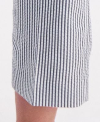 Women's Long-Sleeve Seersucker 2 Piece Pantsuit