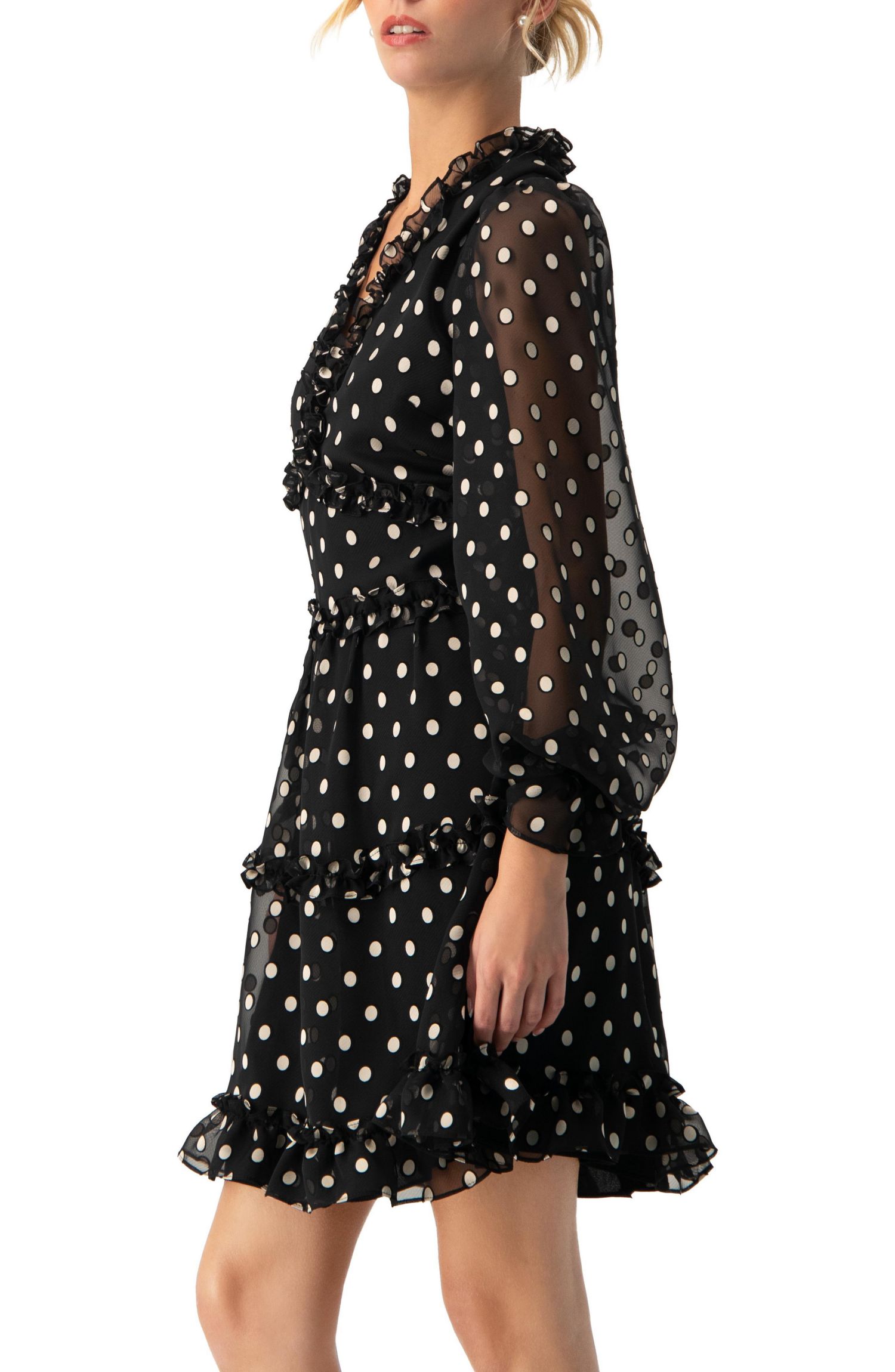 Women's Polka Dot Ruffled Short Dress