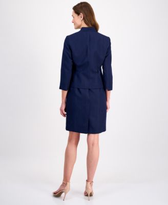 Women's Jacquard Open-Front Jacket 2 Piece Dress Suit