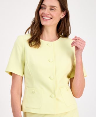 Women's Short-Sleeve Four-Button Skirt Suit