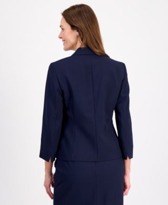 Women's Three-Button Seamed Flounce-Hem 2 Piece Skirt Suit