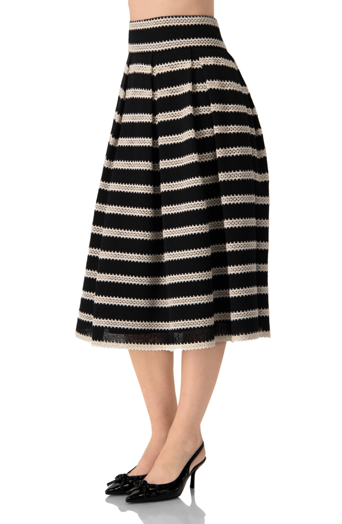 Ivonne Women's Striped Textured Midi Skirt